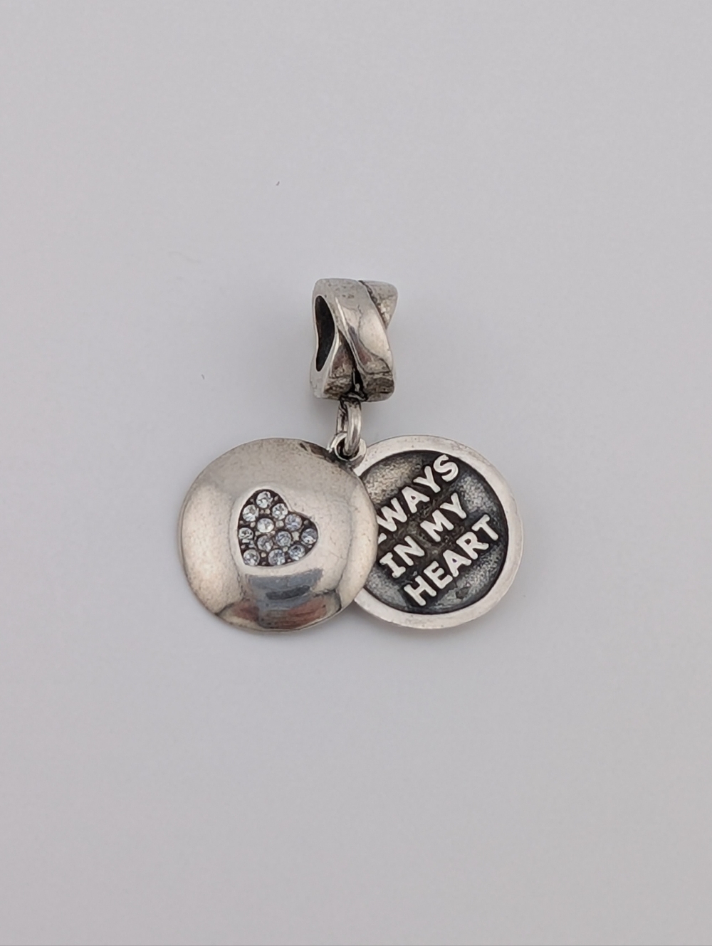 Vintage 925 Sterling Silver "Always In My Heart" Locket MA Charm - Fits Pandora - Picture 2 of 7